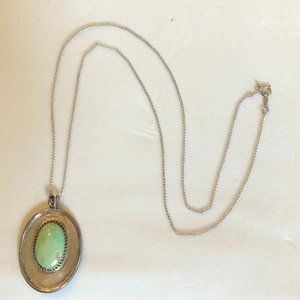 Vintage Turquoise Sterling Pendant with AMC Sterling 22" Chain Necklace